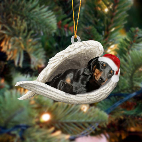 Black and tan dachshund Sleeping Angel Christmas Ornament