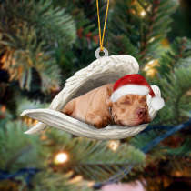 Pit Bull Sleeping Angel Christmas Ornament