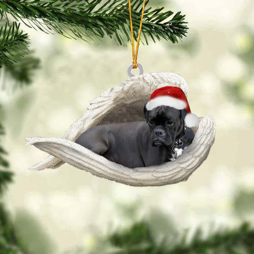 Black boxer Sleeping Angel Christmas Ornament