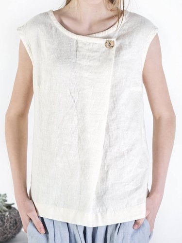 Ladies Cotton Linen Sleeveless Simple Vest