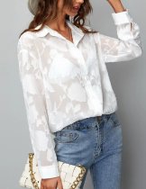 Women's Solid Color Hollowed Out Long Sleeved Shirt