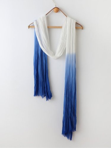 Women's Gradient Hang-Dye Crinkled Cotton And Linen Scarf