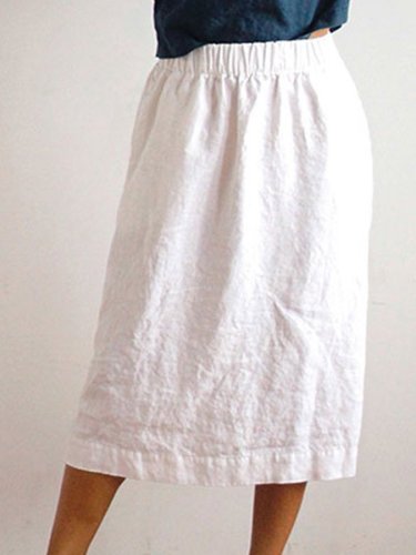 Ladies Cotton Linen Casual Loose Skirt
