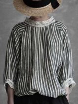 Women's Striped Lace Panel Shirt