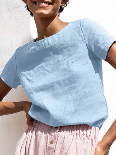 Women's Cotton Casual Short Sleeve Top