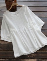 Women's Round Neck Pullover Casual Solid Color Short Sleeve T-shirt