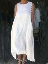 Women's Sleeveless Wavy Cotton Resort Dress
