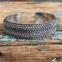 Sterling Silver Basket Weave Cuff Bracelet
