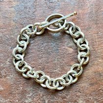 Heavy Round Link Bracelet in Sterling Silver and 14k Gold XIV