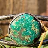 Natural Green Turquoise Navajo Bracelet in Sterling Silver Vintage