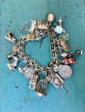 Heavy Sterling Silver Bracelet LOADED with 20 Charms
