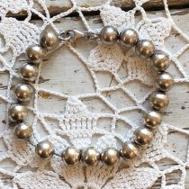 Round Sterling Silver  Pearl  Bead Bracelet Vintage
