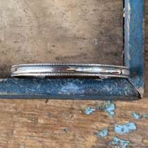 Narrow Sterling Silver Cuff Bracelet with Reeding on the Edge