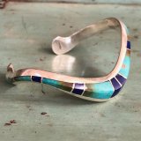 Zuni Channel Inlay Cuff with Lapis Lazuli and Turquoise in Sterling Silver