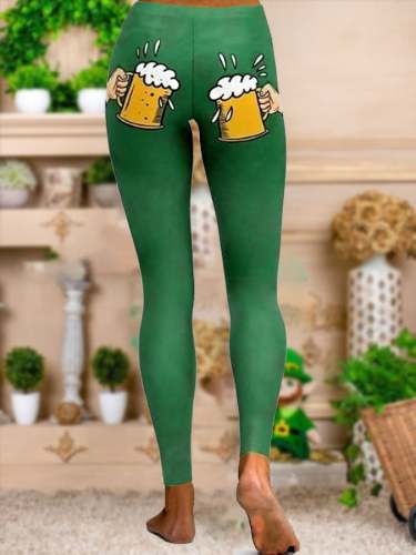 Women's Funny St. Patrick's Day Cheers Stretch Leggings