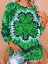 Women's Shamrock Tie Dye Print Casual Sweatshirt
