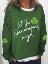 Women's Let The Shenanigans Begin Lucky Shamrock Casual Long-Sleeve T-Shirt