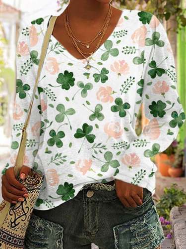 Women's St. Patrick's Day Shamrock V-Neck T-Shirt