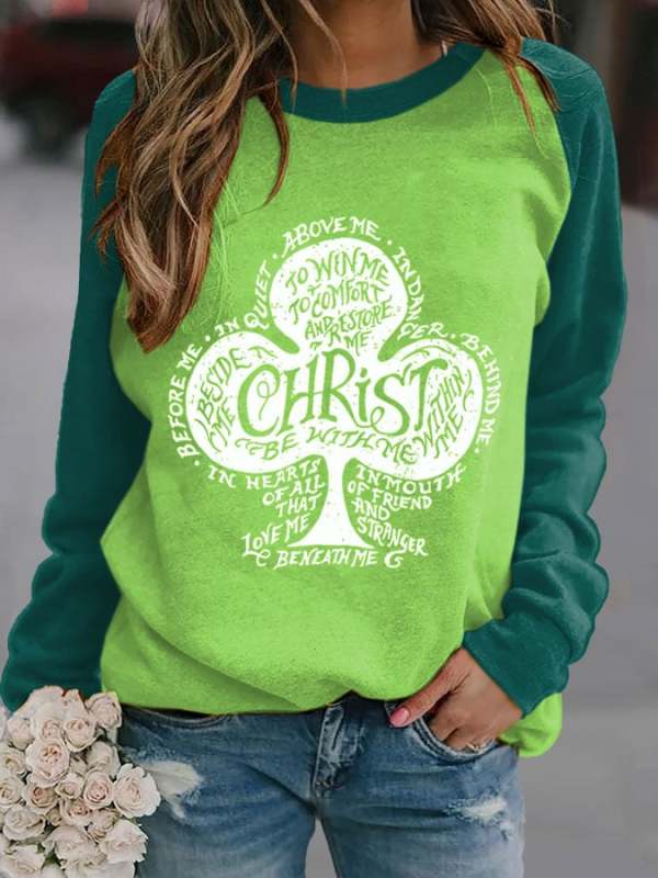 Casual Clover Print Sweatshirt