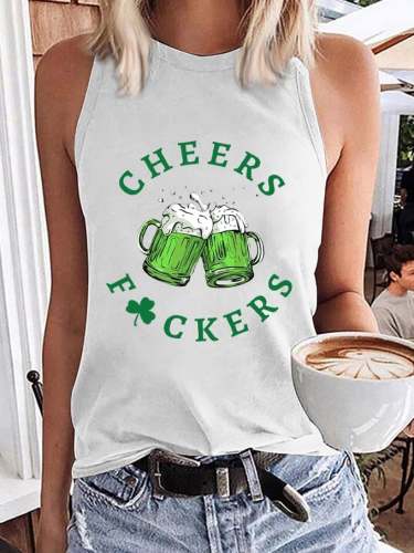 Women's St. Patrick's Cheers F*uckers Clover Printed Tank Top