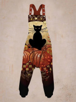 Women's Halloween Cat Print Harlan Jumpsuit