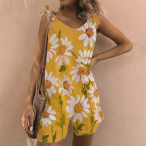 Yellow flower print jumpsuit