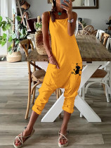 Women's Cat Print Stretch Jumpsuit