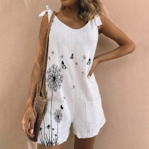 White dandelion print jumpsuit