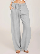 Women's casual cotton linen loose trousers