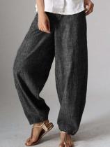 Solid Color Cotton And Linen Trousers