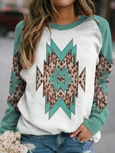 Casual Geometric Pattern Retro Sweatshirt