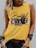Women's Western Country Music Beautiful Crazy Sleeveless T-shirt
