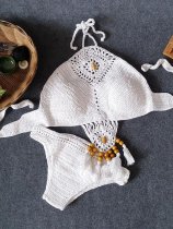 Women's Crochet Flower Cutout Fringe Bikini Sexy Swimwear