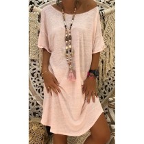 Knitted Dress Short Sleeve Long Sleeve round Neck Loose