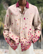 Men's cotton&linen long-sleeved fashion casual shirt d47f