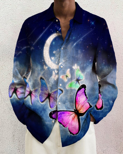 Men's Prints long-sleeved fashion casual shirt d125