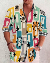 Men's Prints long-sleeved fashion casual shirt 1e73