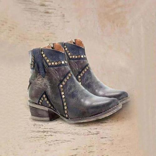 Short Round Head Women's Ankle Boots