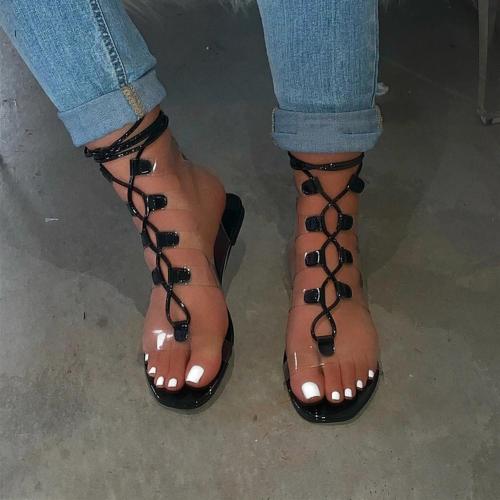 Women Lace Up Flat Sandals
