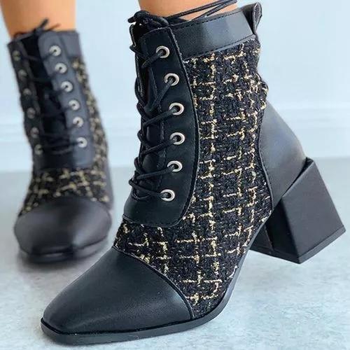 US$ 63.99 - Women's Lace-up Split Joint Ankle Boots - www.shespick.com
