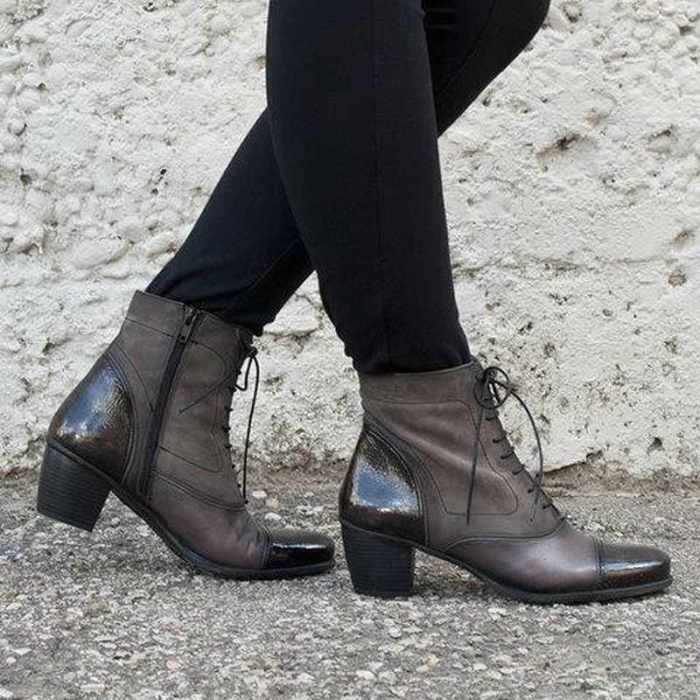 Chunky Heel Color Block Boots