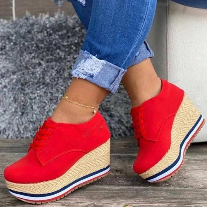 Women Fashionable Wedge Woven Sole Comfortable Casual Loafers