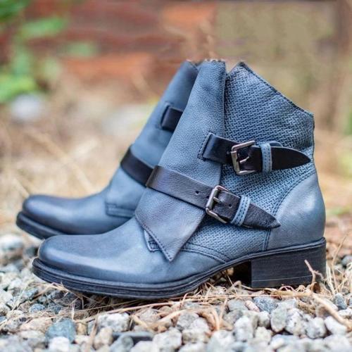 Vintage Leather Zipper Ankle Booties