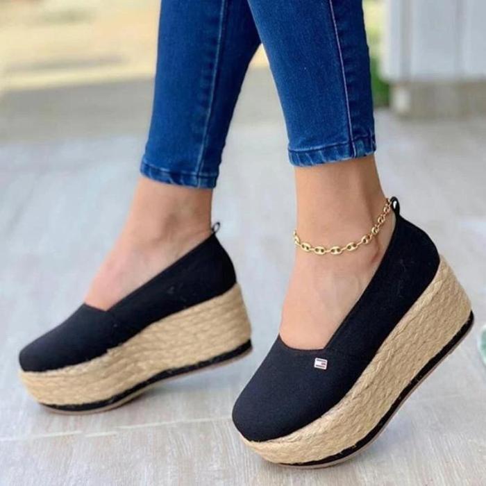Women's casual platform wedge loafers