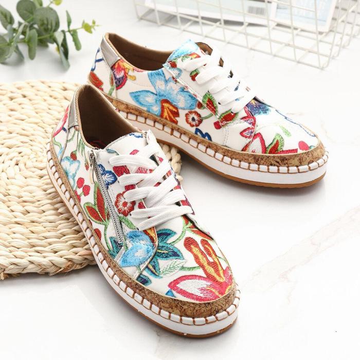 Women Folkways Printing Comfy Wearable Casual Loafers