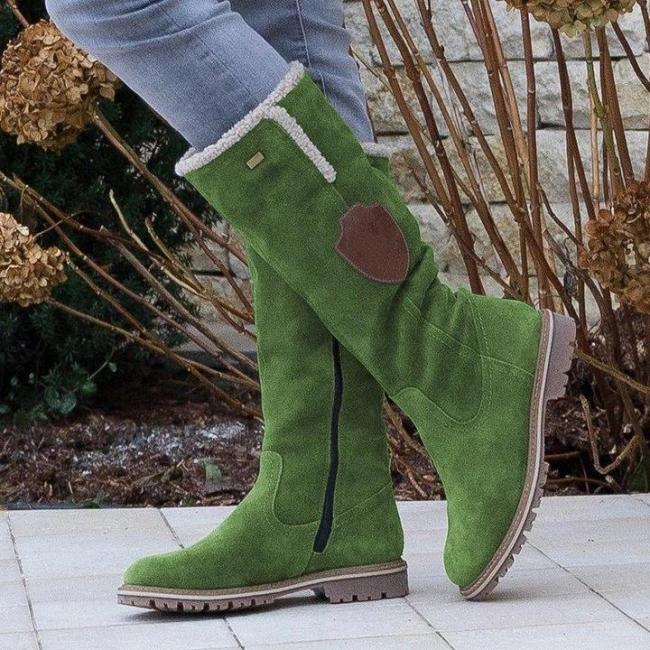 Fashion Flat Zipper Knee High Snow Boots