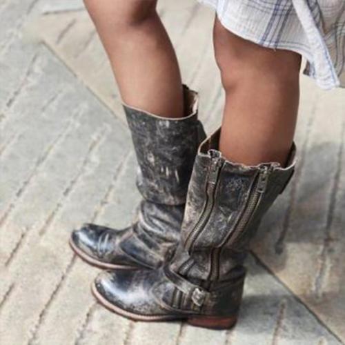Distressed Round Toe Boots