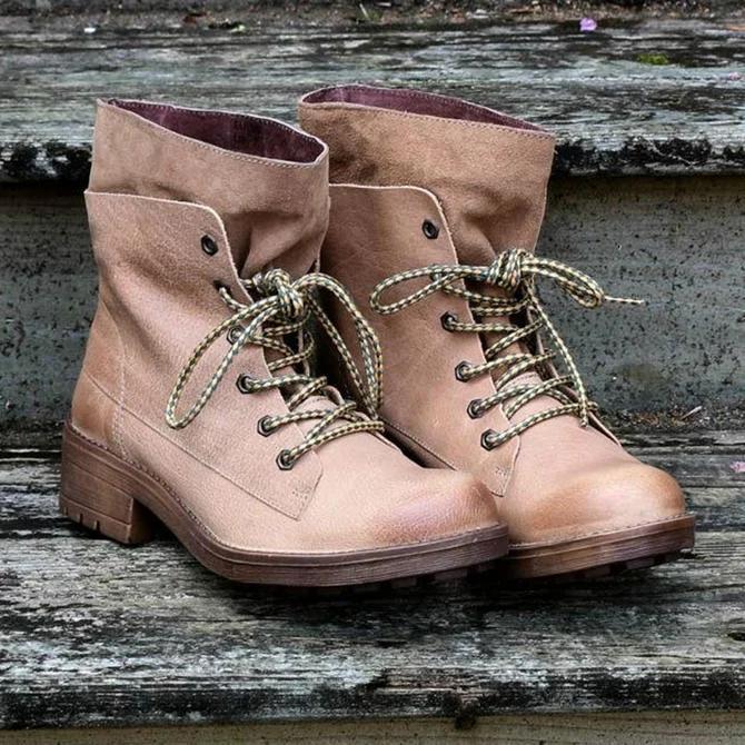 Fall Lace-Up Block Heel Boots