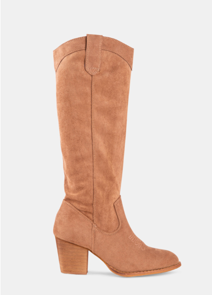 Womne Long Calf Suede Chunky Heel Boots