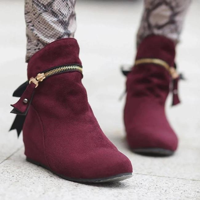 Women Wedges Winter Zipper Casual Boots